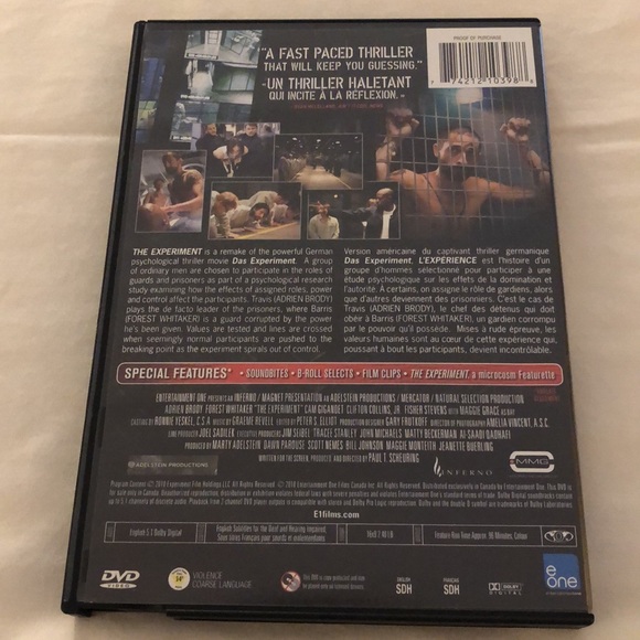 🎉 5/$15 🎉 THE EXPERIMENT DVD - Picture 2 of 3